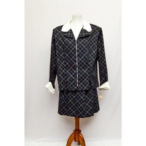 Vintage VA Collections skirt set black white XL 90s